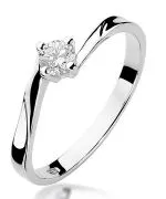 Pierścionek Bonore Elegant Pettineoz białego złota próby 585 z diamentem 0,2 ct