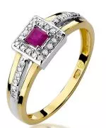 Pierścionek Bonore Crystal Taglio Di Poze złota próby 585 z rubinem 0,2 ct
