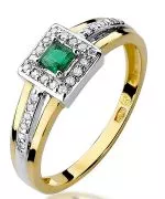 Pierścionek Bonore Crystal Bibbienaze złota próby 585 ze szmaragdem 0,15 ct