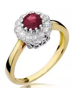 Pierścionek Bonore Crystal Campoformidoze złota próby 585 z rubinem 0,6 ct