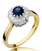 Pierścionek Bonore Crystal Collagnaze złota próby 585 z szafirem 0,5 ct