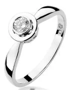Pierścionek Bonore Elegant Camastraz białego złota próby 585 z diamentem 0,2 ct