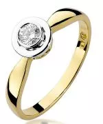 Pierścionek Bonore Elegant Tresivioze złota próby 585 z diamentem 0,2 ct