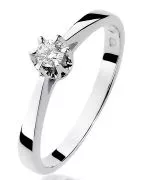 Pierścionek Bonore Simple Cerenziaz białego złota próby 585 z diamentem 0,12 ct
