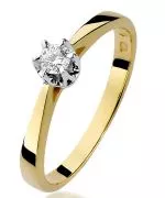Pierścionek Bonore Simple Samarateze złota próby 585 z diamentem 0,12 ct