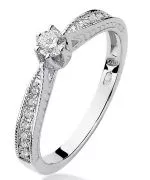 Pierścionek Bonore Crystal Cicagnaz białego złota próby 585 z diamentem 0,15 ct