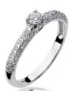 Pierścionek Bonore Crystal Pignonez białego złota próby 585 z diamentem 0,15 ct