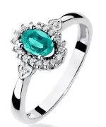 Pierścionek Bonore Crystal Fenegròz białego złota próby 585 ze szmaragdem 0,4 ct