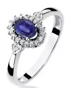 Pierścionek Bonore Crystal Dairagoz białego złota próby 585 z tanzanitem 0,4 ct