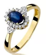 Pierścionek Bonore Crystal Reggioloze złota próby 585 z szafirem 0,7 ct