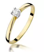 Pierścionek Bonore Simple Veddascaze złota próby 585 z diamentem 0,15 ct