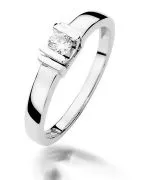 Pierścionek Bonore Simple Valsinniz białego złota próby 585 z diamentem 0,1 ct