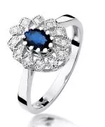 Pierścionek Bonore Blossom Orzinuoviz białego złota próby 585 z szafirem 0,7 ct