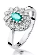 Pierścionek Bonore Crystal Lasnigoz białego złota próby 585 ze szmaragdem 0,4 ct