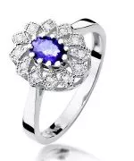 Pierścionek Bonore Crystal Dresanoz białego złota próby 585 z tanzanitem 0,4 ct