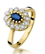 Pierścionek Bonore Crystal Sassuoloze złota próby 585 z szafirem 0,7 ct