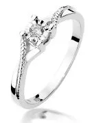 Pierścionek Bonore Simple Albidonaz białego złota próby 585 z diamentem 0,08 ct