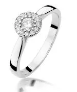 Pierścionek Bonore Crystal Alassioz białego złota próby 585 z diamentem 0,12 ct