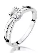 Pierścionek Bonore Simple Calabriaz białego złota próby 585 z diamentem 0,08 ct