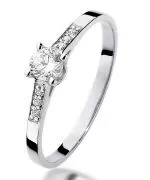 Pierścionek Bonore Elegant Testicoz białego złota próby 585 z diamentem 0,15 ct