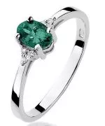 Pierścionek Bonore Simple Romagnesez białego złota próby 585 ze szmaragdem 0,4 ct