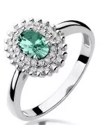 Pierścionek Bonore Crystal Colonnoz białego złota próby 585 ze szmaragdem 0,4 ct