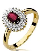 Pierścionek Bonore Crystal Erto E Cassoze złota próby 585 z rubinem 0,6 ct