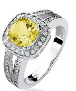 Pierścionek Bonore Crystal Valfeneraz białego złota próby 585 z cytrynem 2 ct