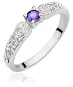 Pierścionek Bonore Crystal Gessatez białego złota próby 585 z tanzanitem 0,1 ct