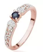 Pierścionek Bonore Crystal Pozzilliz różowego złota próby 585 z szafirem 0,1 ct