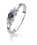 Pierścionek Bonore Blossom Pontoglioz białego złota próby 585 z szafirem 0,15 ct