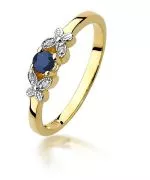 Pierścionek Bonore Crystal Minerbioze złota próby 585 z szafirem 0,15 ct