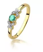 Pierścionek Bonore Blossom Scarlinoze złota próby 585 ze szmaragdem 0,15 ct