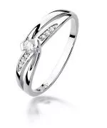 Pierścionek Bonore Crystal Simbarioz białego złota próby 585 z diamentem 0,1 ct