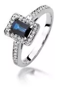 Pierścionek Bonore Crystal Pralboinoz białego złota próby 585 z szafirem 0,6 ct