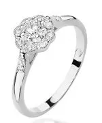 Pierścionek Bonore Blossom Propataz białego złota próby 585 z diamentem 0,23 ct