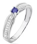Pierścionek Bonore Crystal Liscatez białego złota próby 585 z tanzanitem 0,15 ct