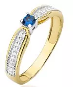 Pierścionek Bonore Crystal Voghieraze złota próby 585 z szafirem 0,15 ct
