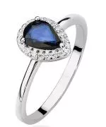 Pierścionek Bonore Basic Tremosinez białego złota próby 585 z szafirem 0,6 ct