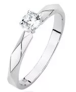Pierścionek Bonore Basic Valverdez białego złota próby 585 z diamentem 0,2 ct