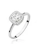 Pierścionek Bonore Crystal Origgioz białego złota próby 585 z białym szafirem 0,7 ct