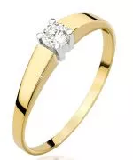 Pierścionek Bonore Elegant Inverunoze złota próby 585 z diamentem 0,2 ct