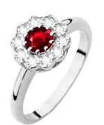Pierścionek Bonore Blossom Albavillaz białego złota próby 585 z rubinem 0,6 ct