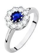 Pierścionek Bonore Blossom Casatismaz białego złota próby 585 z szafirem 0,5 ct