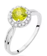 Pierścionek Bonore Midnight Voltaggioz białego złota próby 585 z oliwinem 0,9 ct