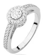 Pierścionek Bonore Crystal Besnatez białego złota próby 585 z diamentem 0,15 ct