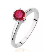 Pierścionek Bonore Simple Carbonatez białego złota próby 585 z rubinem 0,6 ct