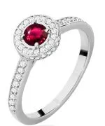 Pierścionek Bonore Crystal Cermenatez białego złota próby 585 z rubinem 0,35 ct