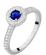Pierścionek Bonore Crystal Cilavegnaz białego złota próby 585 z szafirem 0,3 ct
