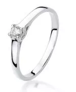 Pierścionek Bonore Simple Gratteriz białego złota próby 585 z diamentem 0,12 ct